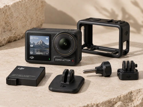 DJI Osmo Action 4 Standard Combo Action-Kamera als freigestellte Produktaufnahme